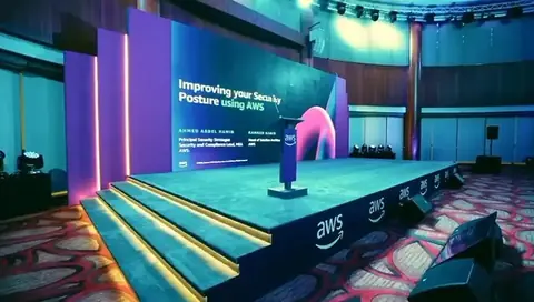 AWS conference stage
